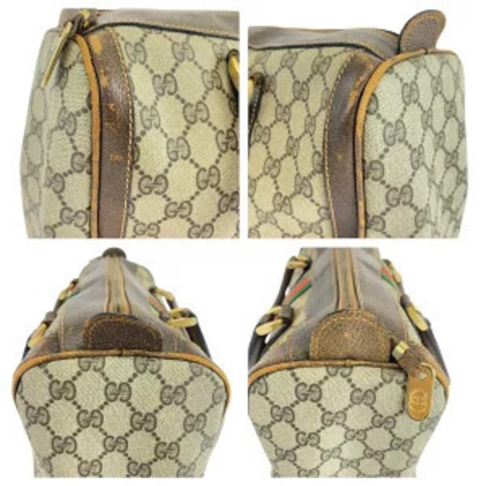 Gucci Sherry Beige Brown GG Supreme Canvas Leather Handbag - Picture 4 of 9